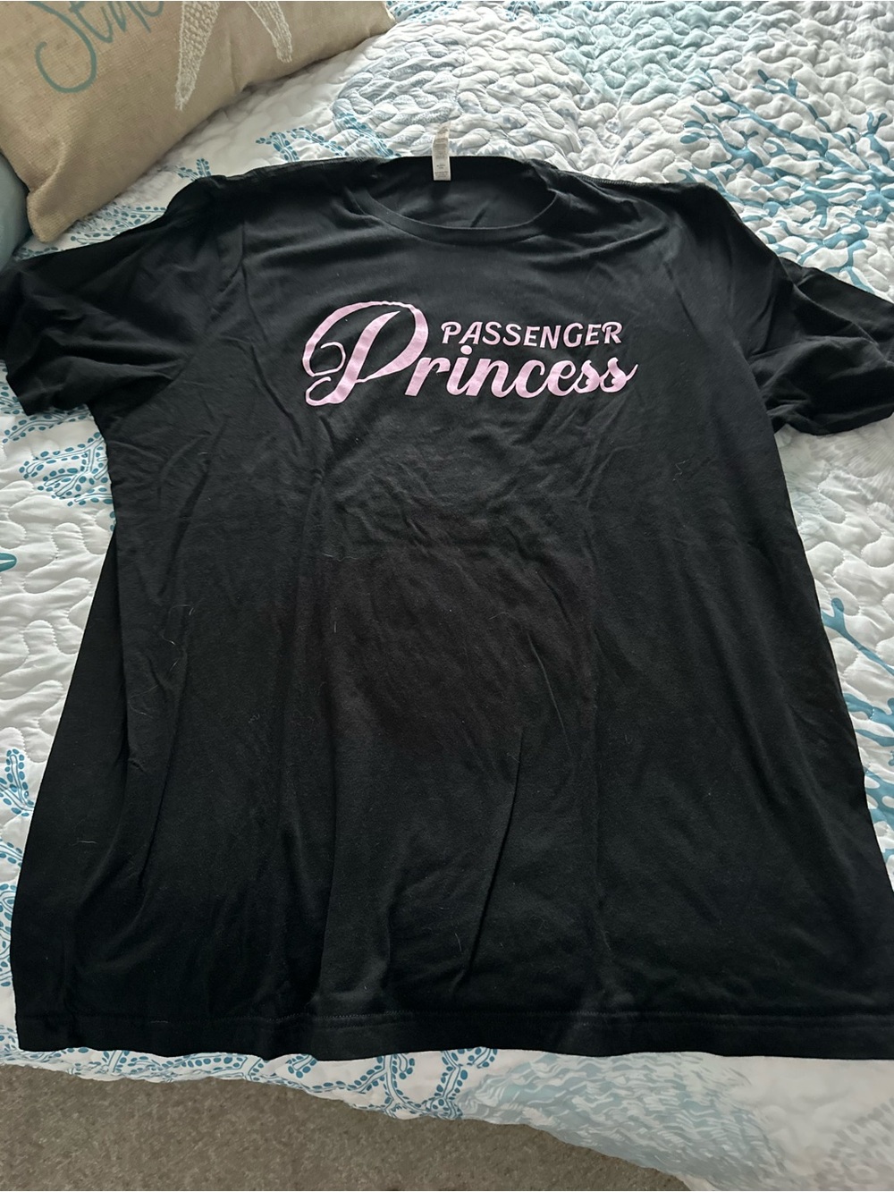 Women’s Bella Canvas Black T-Shirt with Pink "Passenger Princess" Script